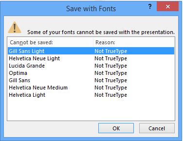 powerpoint save fonts for mac